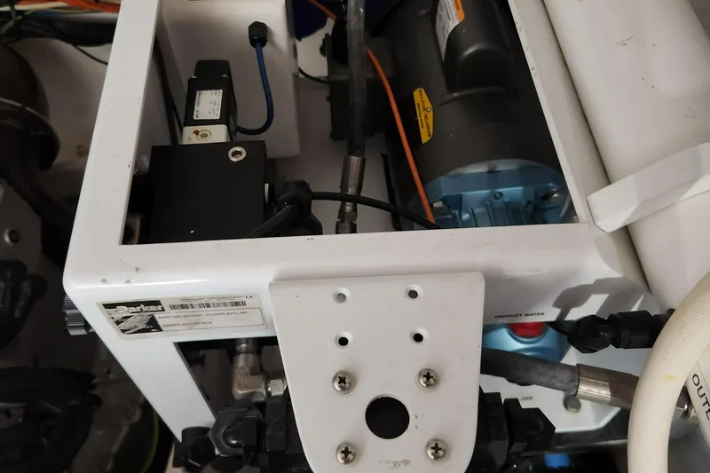 Slide: The Image of Engine compartment of 2019 Azimut S6 yacht, showcasing mechanical components. - 47