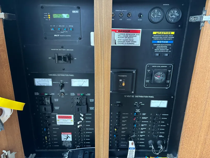 Slide: The Image of Electrical control panel of a 2000 Bayliner 3788 Command Bridge Motoryacht. - 10