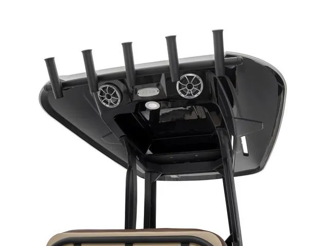 Slide: The Image of 2024 Yamaha Boats 255 FSH Sport H T-top with rod holders and speakers. - 3