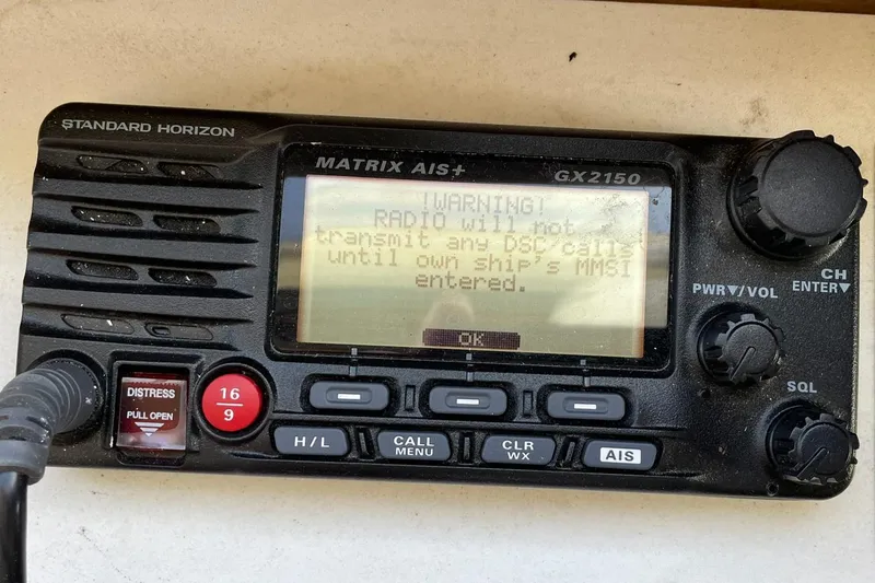 Slide: The Image of Standard Horizon Matrix AIS+ GX2150 radio on 1994 Queenship motor yacht. - 13