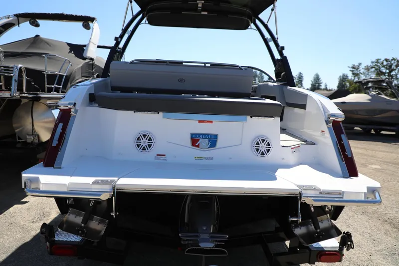 Slide: The Image of 2024 Cobalt R4 boat rear view, showcasing sleek design and modern features. - 6