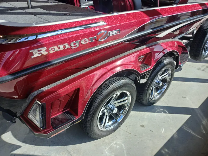 Slide: The Image of 2024 Ranger Z521R Ranger Cup Equipped boat, red finish, dual axle trailer. - 8