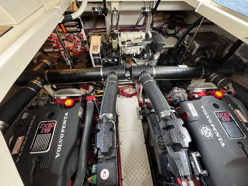 Slide: The Image of Engine room of 2006 Cruisers Yachts 420 Express with Volvo Penta engines. - 18