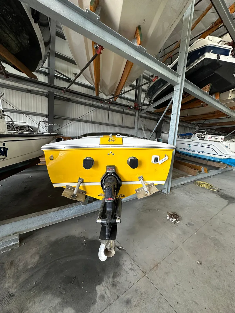 Slide: The Image of 1995 Donzi 22 Classic boat in storage, rear view. - 7