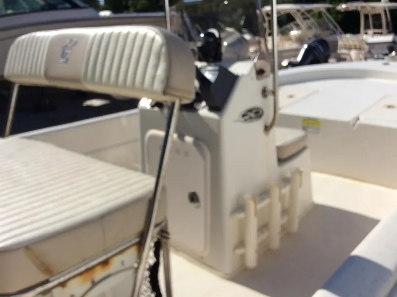 Slide: The Image of 2016 Carolina Skiff JUX 16 boat interior with seating and console. - 3