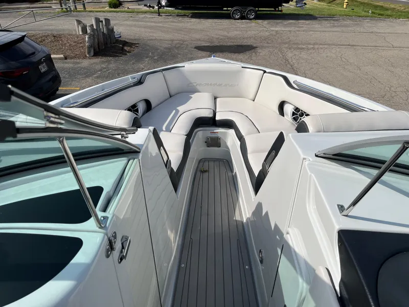 Slide: The Image of 2019 Crownline 265 SS SURF boat interior with spacious seating and sleek design. - 3