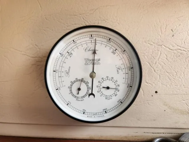 Slide: The Image of Vintage barometer on a 1985 Catalina 36 sailboat. - 11