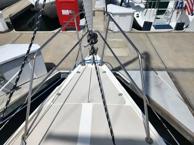 Slide: The Image of Bow of 1985 Catalina 36 sailboat docked at marina. - 35
