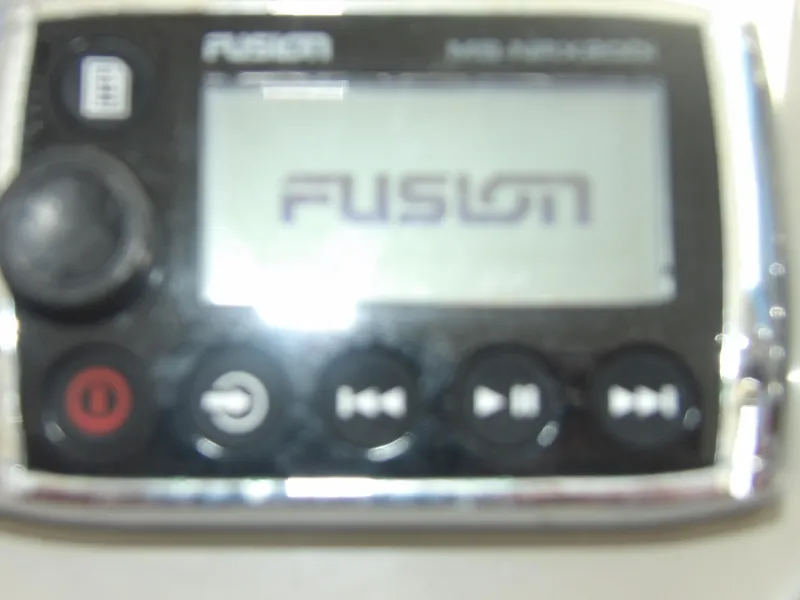 Slide: The Image of Fusion MS-NRX200i marine stereo controller on 2005 Sea Ray 390 Sundancer. - 25
