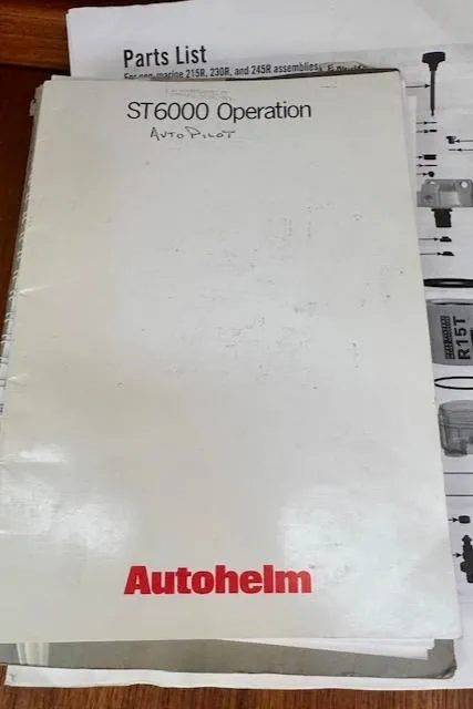 Slide: The Image of Manual for Autohelm ST6000 Autopilot on Hunter Legend 40.5, 1993 model. - 40