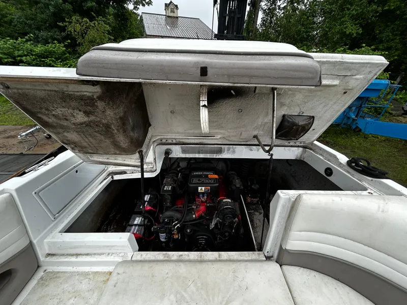 Slide: The Image of 2001 Cobalt 226 boat engine compartment with open hatch. - 20