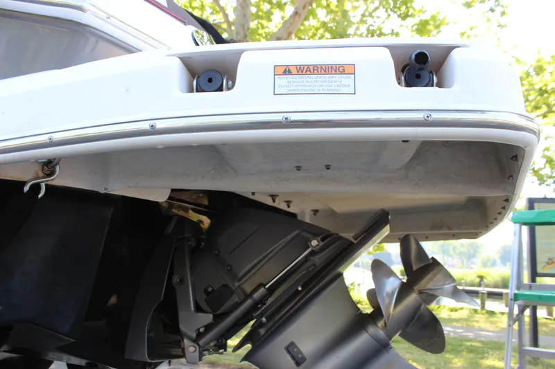 Slide: The Image of 2016 Regal 2500 Bowrider boat stern and propeller close-up. - 33