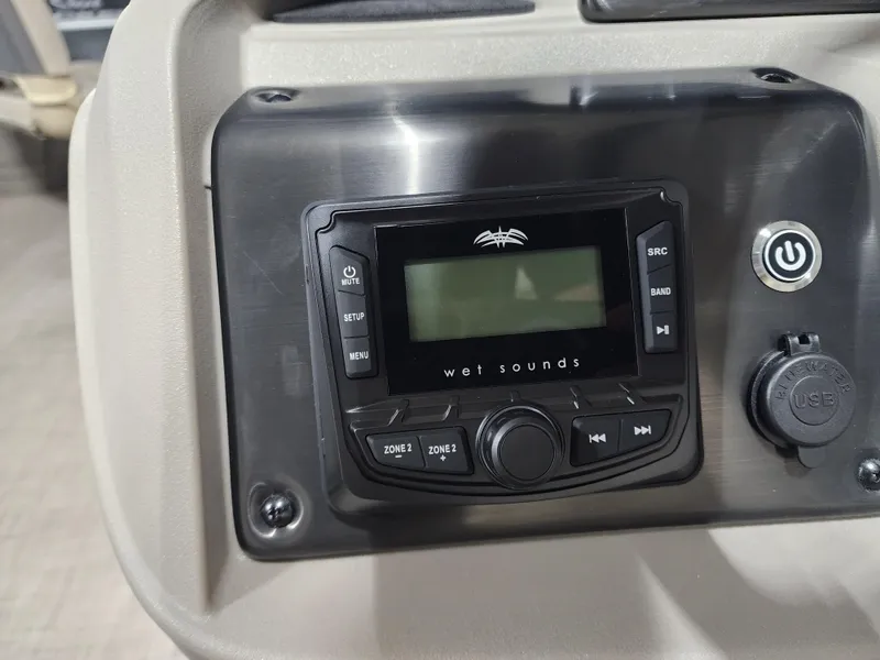 Slide: The Image of 2024 Sun Tracker Fishin' Barge 20 DLX audio system with Wet Sounds control panel. - 11