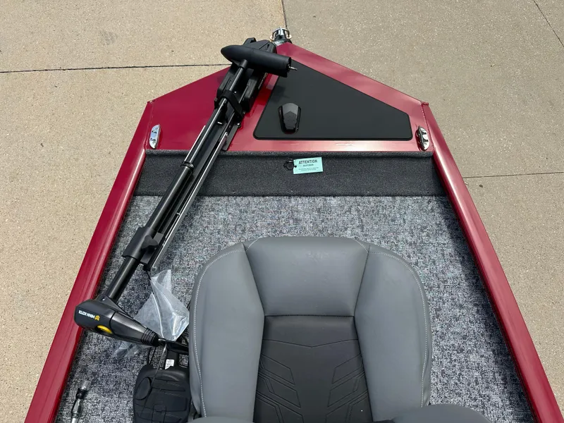 Slide: The Image of 2024 Tracker Pro 170 boat interior with trolling motor and seat. - 3