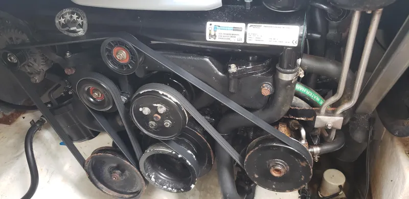 Slide: The Image of Engine components of a 2016 Monterey 360 Sport Coupe boat. - 36