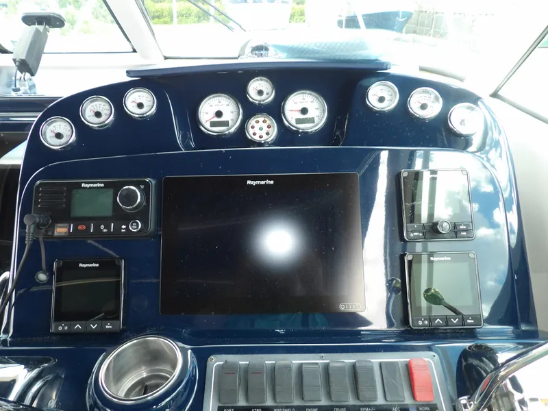 Slide: The Image of Dashboard of a 2012 Tiara Yachts 3100 Coronet with Raymarine electronics. - 26
