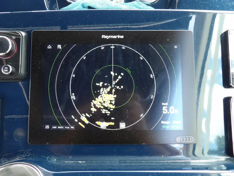 Slide: The Image of Raymarine radar display on 2012 Tiara Yachts 3100 Coronet showing navigation data. - 34