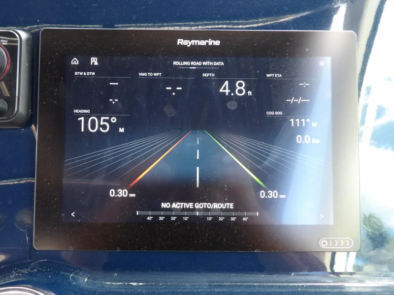 Slide: The Image of Raymarine navigation display on 2012 Tiara Yachts 3100 Coronet showing heading and depth. - 35
