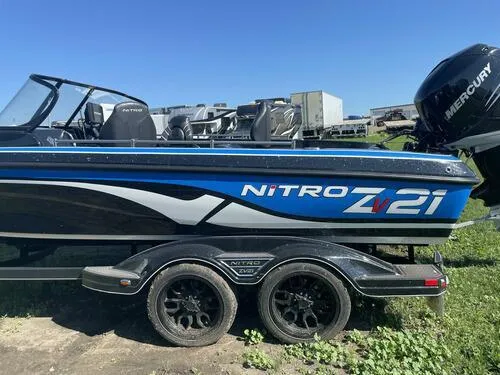 Slide: The Image of 2022 Nitro ZV21 boat with Mercury engine on trailer. - 3