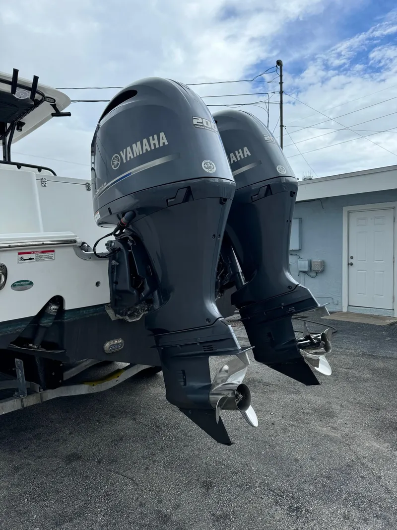 Slide: The Image of 2019 Sea Hunt Gamefish 27 with twin Yamaha outboard motors. - 48
