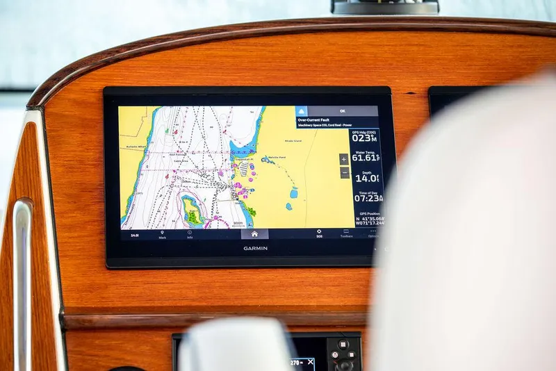 Slide: The Image of Ceiling view of 2022 Hinckley Sport Boat 40 X with blue skylights. - 24