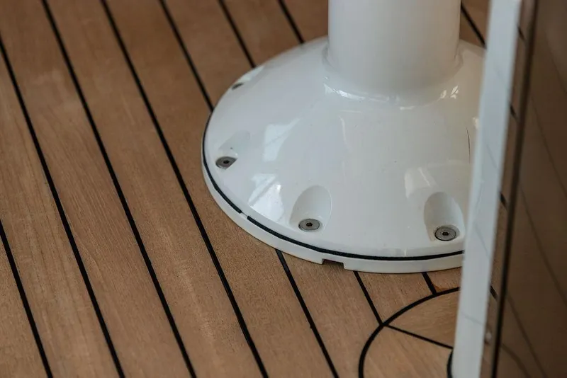 Slide: The Image of 2022 Hinckley Sport Boat 40 X canopy detail with speaker and support structure. - 34