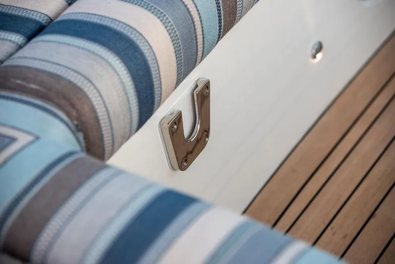 Slide: The Image of Striped seating and teak deck on 2022 Hinckley Sport Boat 40 X. - 40