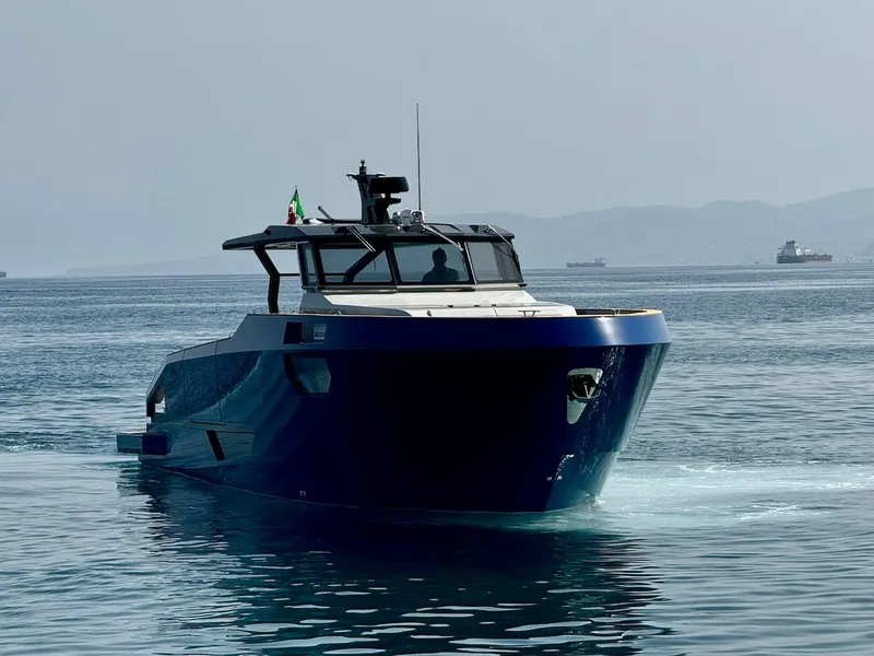 Slide: The Image of Aicon Audace 50 yacht cruising on calm waters, 2025 model. - 8