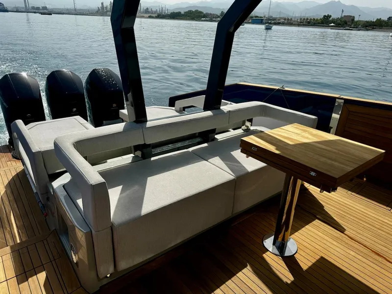 Slide: The Image of Aicon Audace 50 yacht deck with seating and table, 2025 model. - 41