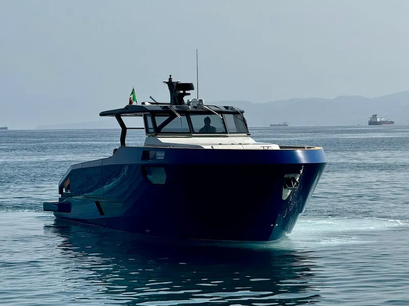 Slide: The Image of Aicon Audace 50 yacht cruising on calm waters, 2025 model. - 9