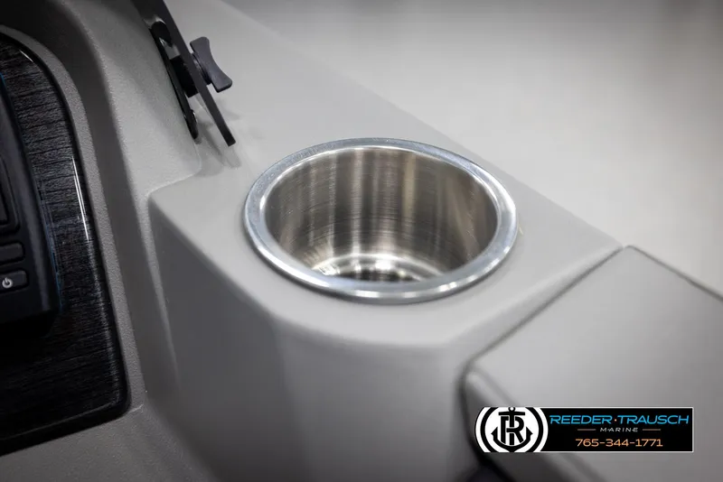 Slide: The Image of Close-up of 2024 Avalon LSZ QL boat's stainless steel cup holder. - 34