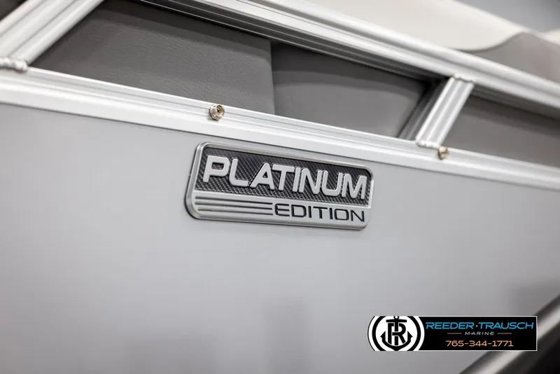 Slide: The Image of 2024 Avalon LSZ QL Platinum Edition boat detail with Reeder-Trausch Marine logo. - 39