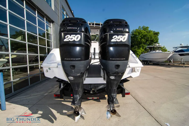 Slide: The Image of 2005 Donzi 32 ZF boat with twin 250 Verado engines at Big Thunder Marine. - 6