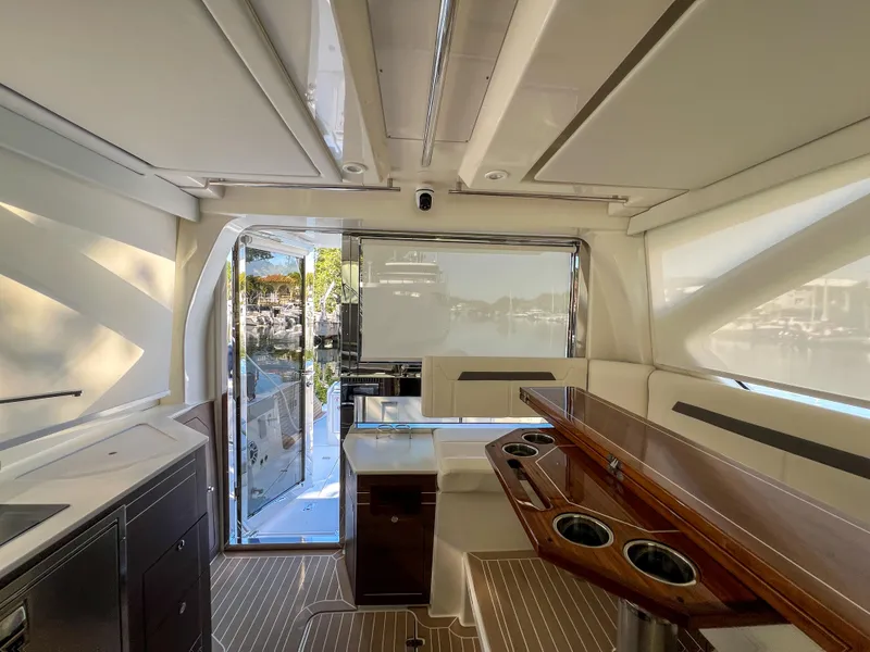 Slide: The Image of 2024 Pursuit OS 445 Offshore yacht interior with sleek design and modern amenities. - 44