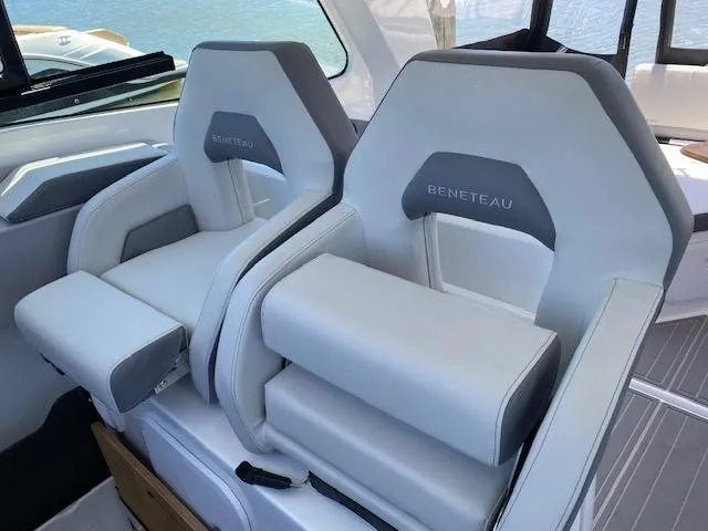 Slide: The Image of 2024 Beneteau Gran Turismo 32 interior seating with elegant design and comfort. - 5