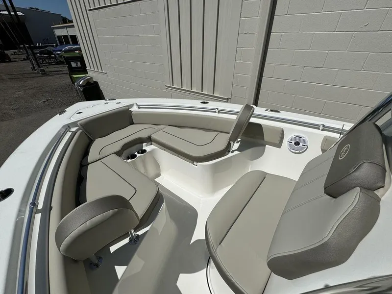 Slide: The Image of 2024 Key West 219 FS boat with spacious seating and modern design. - 8