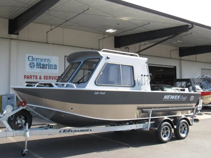 Slide: The Image of 2024 Hewescraft 200 PRO V ET HT boat on trailer at Clemens Marina. - 1