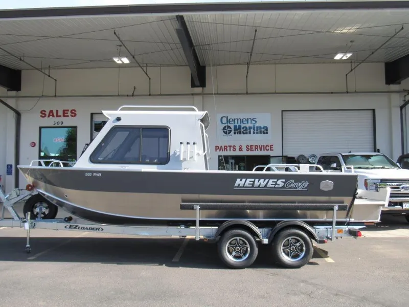 Slide: The Image of 2024 Hewescraft 200 PRO V ET HT boat on trailer at Clemens Marina. - 2