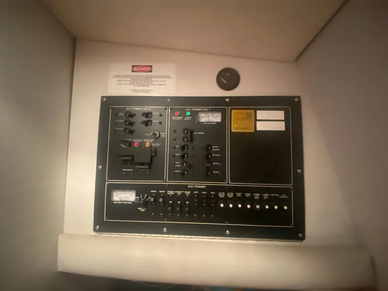 Slide: The Image of Electrical control panel of a 1993 Cruisers 3675 boat. - 20
