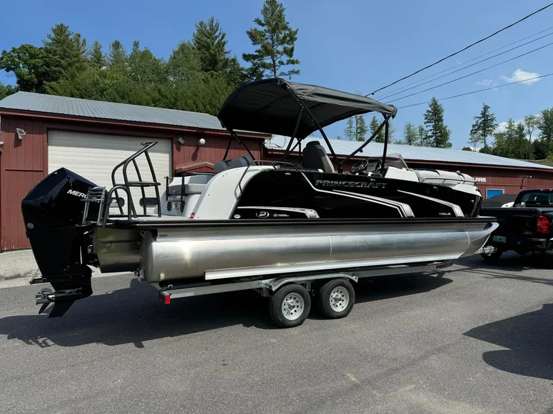 Slide: The Image of 2024 Princecraft VOGUE 23RL pontoon boat on a trailer. - 6