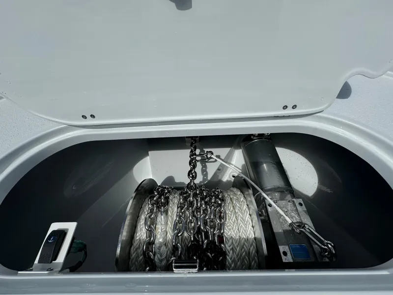 Slide: The Image of Anchor storage compartment of 2024 Yellowfin 39 boat. - 39