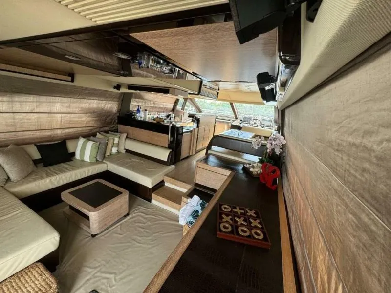 Slide: The Image of Luxurious interior of a 2013 Azimut 64 Fly yacht with modern furnishings. - 10