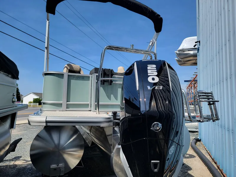 Slide: The Image of 2025 Harris Cruiser 230 pontoon boat with 250 HP engine. - 5