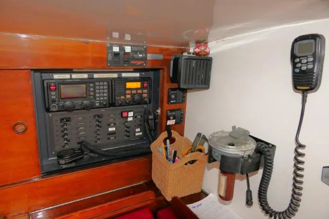 Slide: The Image of Control panel and communication equipment on a 1970 Southern Ocean GALLANT 53 sailboat. - 11