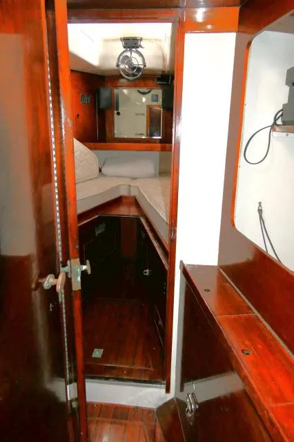 Slide: The Image of Interior cabin of 1970 Southern Ocean GALLANT 53 sailboat with wooden finishes. - 21