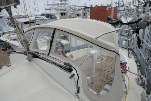 Slide: The Image of 1970 Southern Ocean GALLANT 53 sailboat docked at a marina. - 48