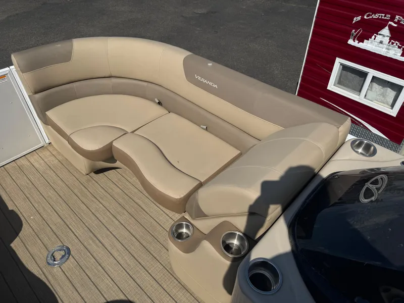 Slide: The Image of Luxurious seating on 2023 Veranda Relax VR20RC boat with cup holders and elegant design. - 7