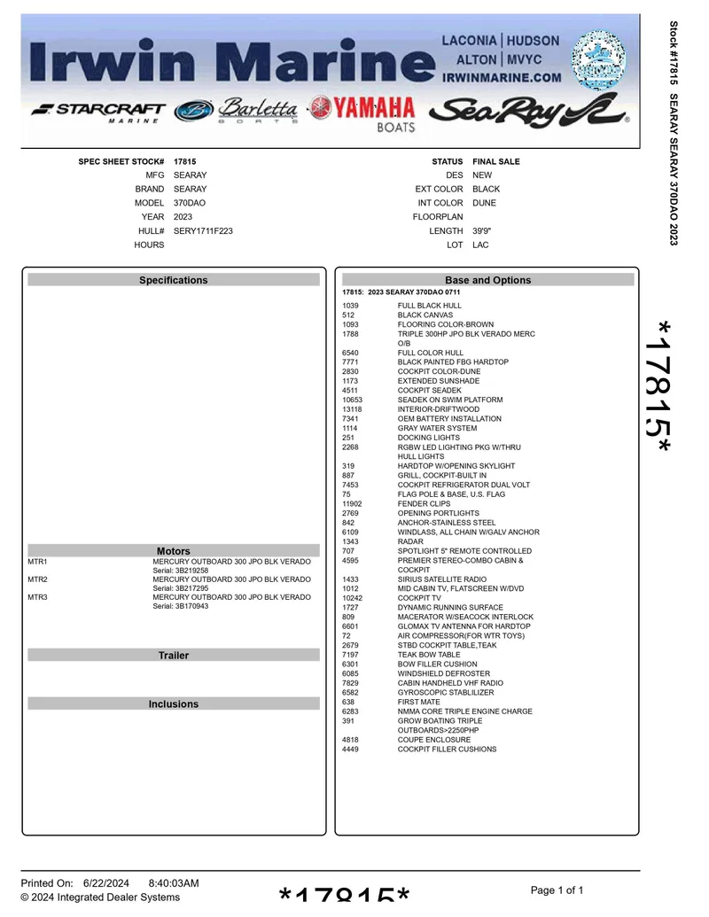 Slide: The Image of Sea Ray 370DAO 2023 - 25