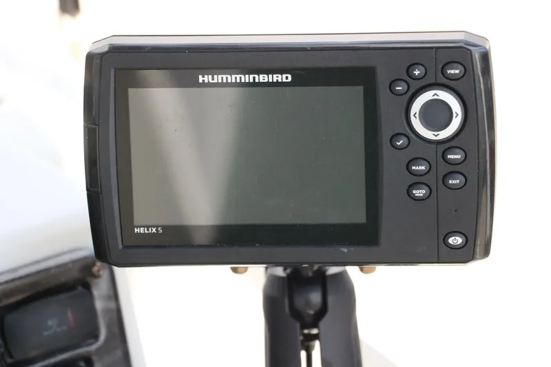 Slide: The Image of Humminbird Helix 5 fish finder on a 2020 Qwest 818 EDGE boat. - 34