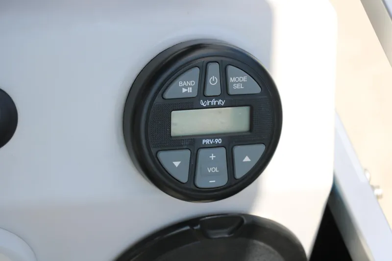 Slide: The Image of 2020 Qwest 818 EDGE boat control panel with Infinity PRV-90 stereo system. - 35